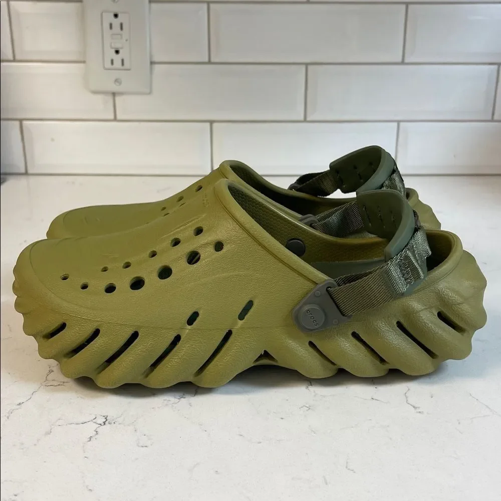 Crocs Echo Clogs 'Olive Green' Mens Size 8 Worn 3-4 Times